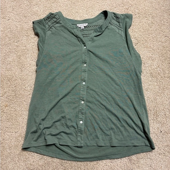 Nanette Lepore Green Linen Blend Short Sleeve Cami Blouse Top Size Small - Picture 1 of 10